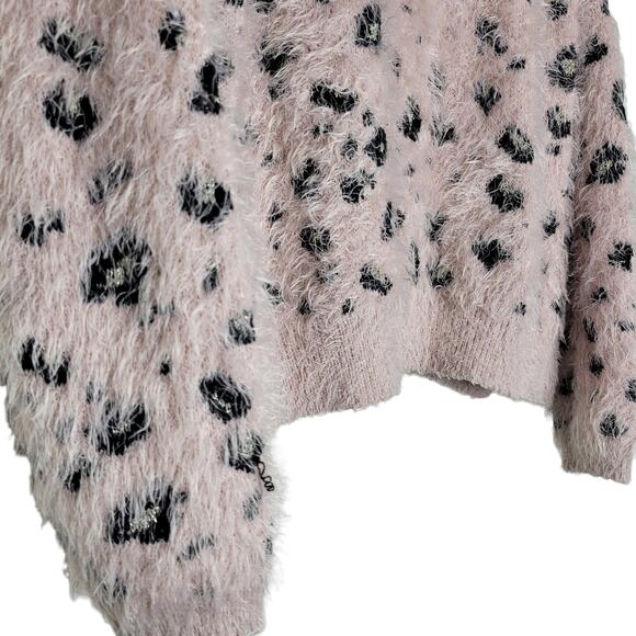 Candie's Pink Leopard Print Fuzzy Pullover Crewneck Sweater Women Sz XXL - Picture 6 of 8